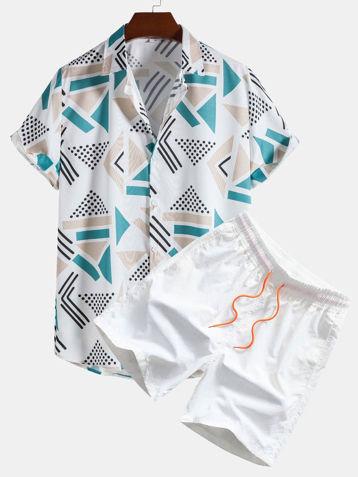 LUIS GEOMETRIC PRINT SHIRT & SWIM SHORTS