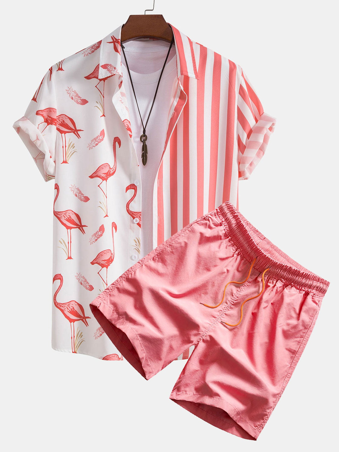 ALEJANDRO FLAMINGO STRIPE PANEL SHIRT & SWIM SHORTS