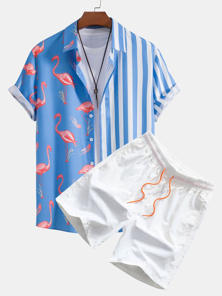 ALEJANDRO FLAMINGO STRIPE PANEL SHIRT & SWIM SHORTS