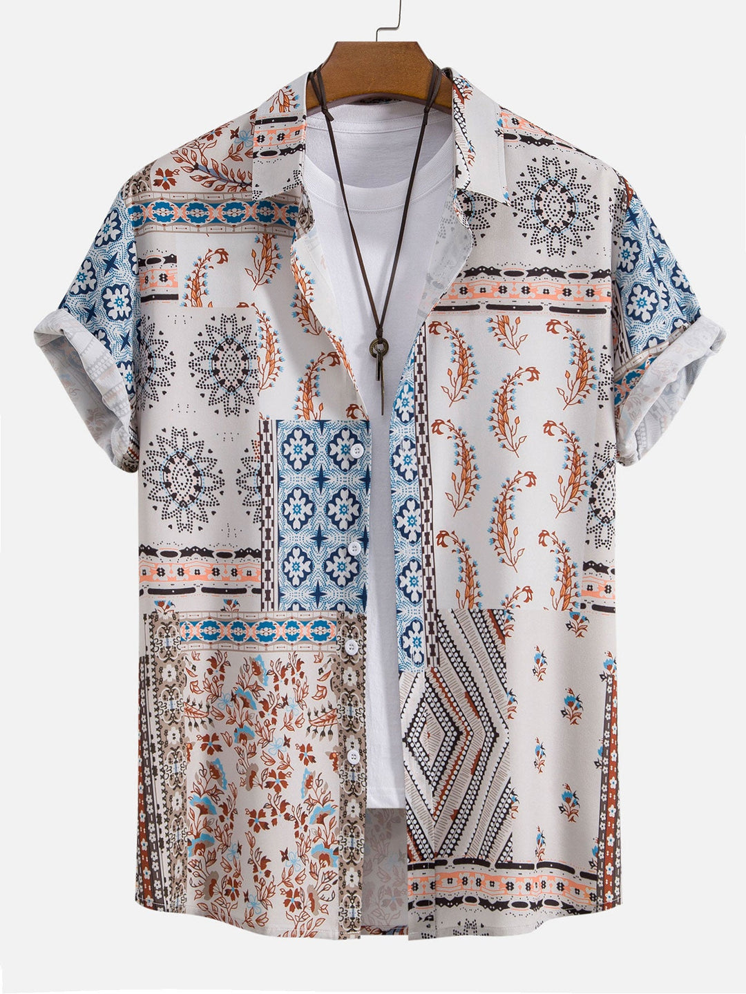 JAVIER SCARF PRINT BUTTON UP SHIRT & SWIM SHORTS