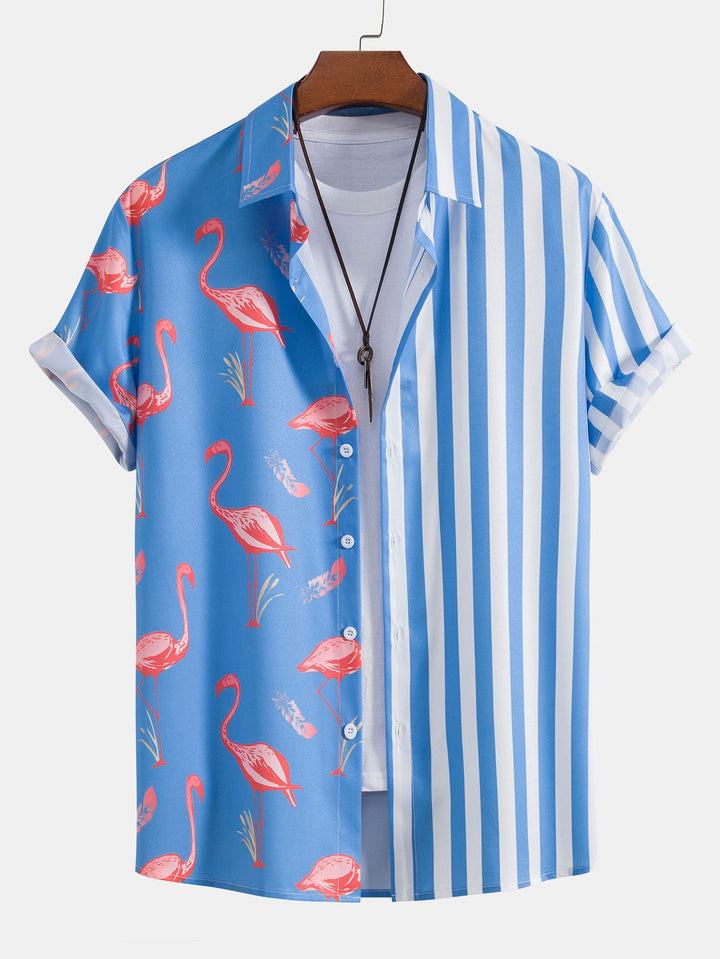 ALEJANDRO FLAMINGO STRIPE PANEL SHIRT & SWIM SHORTS