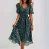 OLIVIA SHORT SLEEVE GREEN MIDI DRESS