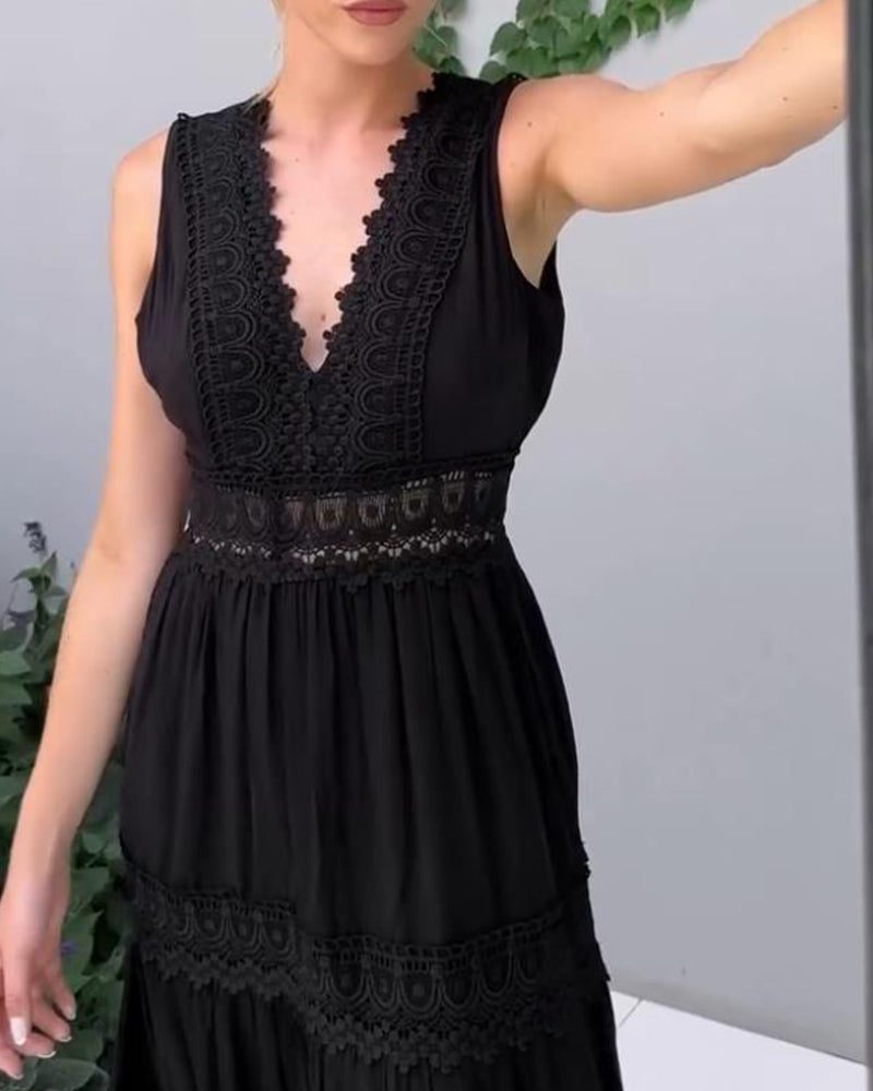 SISSEL V-NECK LACE TANK DRESS