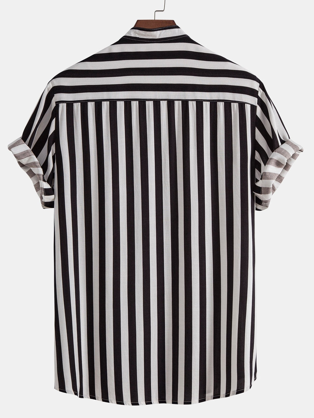 RICARDO STRIPED STAND COLLAR SHIRT & SWIM SHORTS