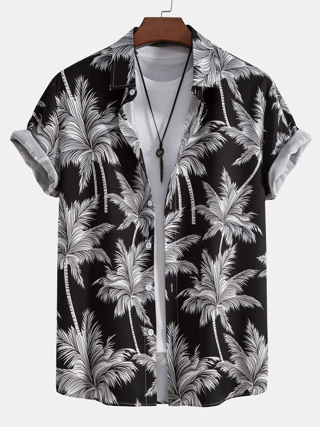 CARLOS PALM TREE PRINT BUTTON UP SHIRT & SWIM SHORTS