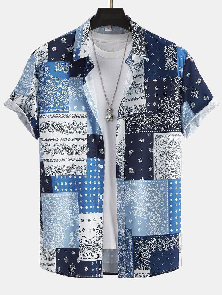 DIEGO PAISLEY PATCHWORK PRINT BUTTON UP SHIRT