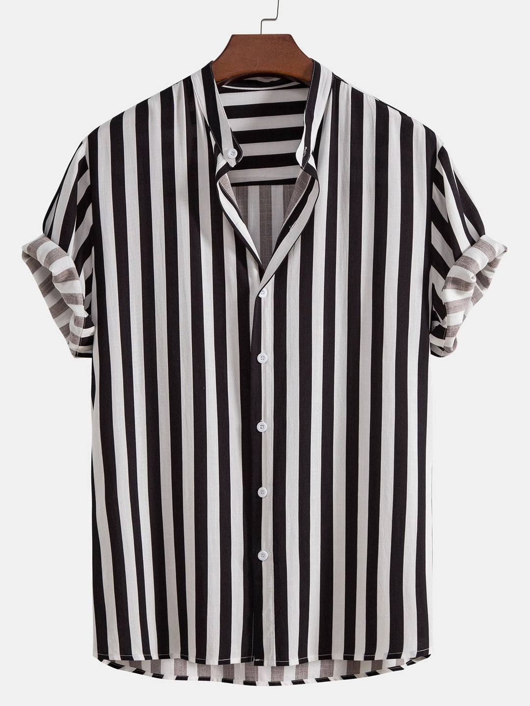 RICARDO STRIPED STAND COLLAR SHIRT & SWIM SHORTS